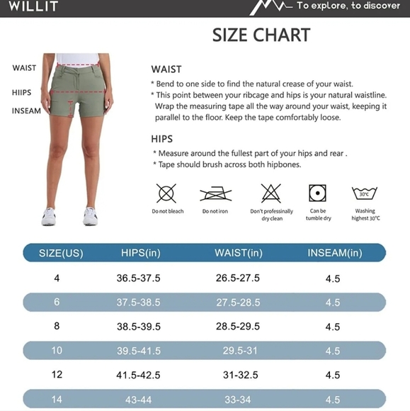 Willit Golf Shorts Women's Size 14 Khaki Beige Quick Dry UPF 50+ UV Protection - Picture 6 of 15
